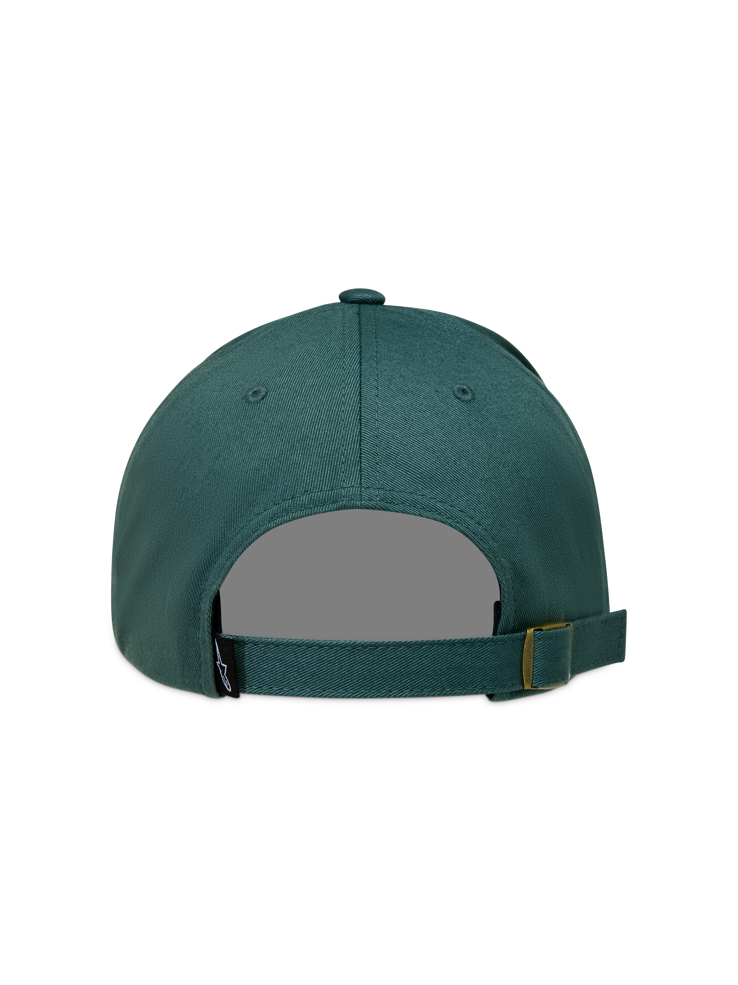 Alpinestars Explorer Strapback Kappe, grüne Sportswear-Cap aus Twill mit verstellbarem Riemen und Logo-Etikett hinten.