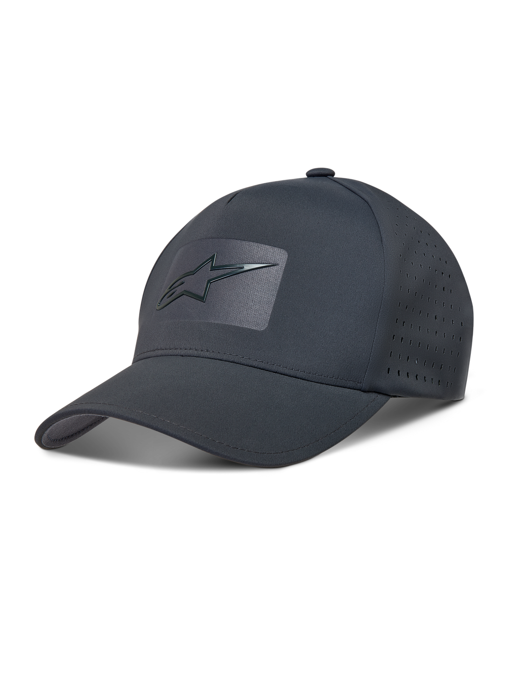 Alpinestars Algo Perf Adjustable Kappe, dunkelgraue Sportswear-Kappe mit Perforationen und Sonic-Weld-Logo.