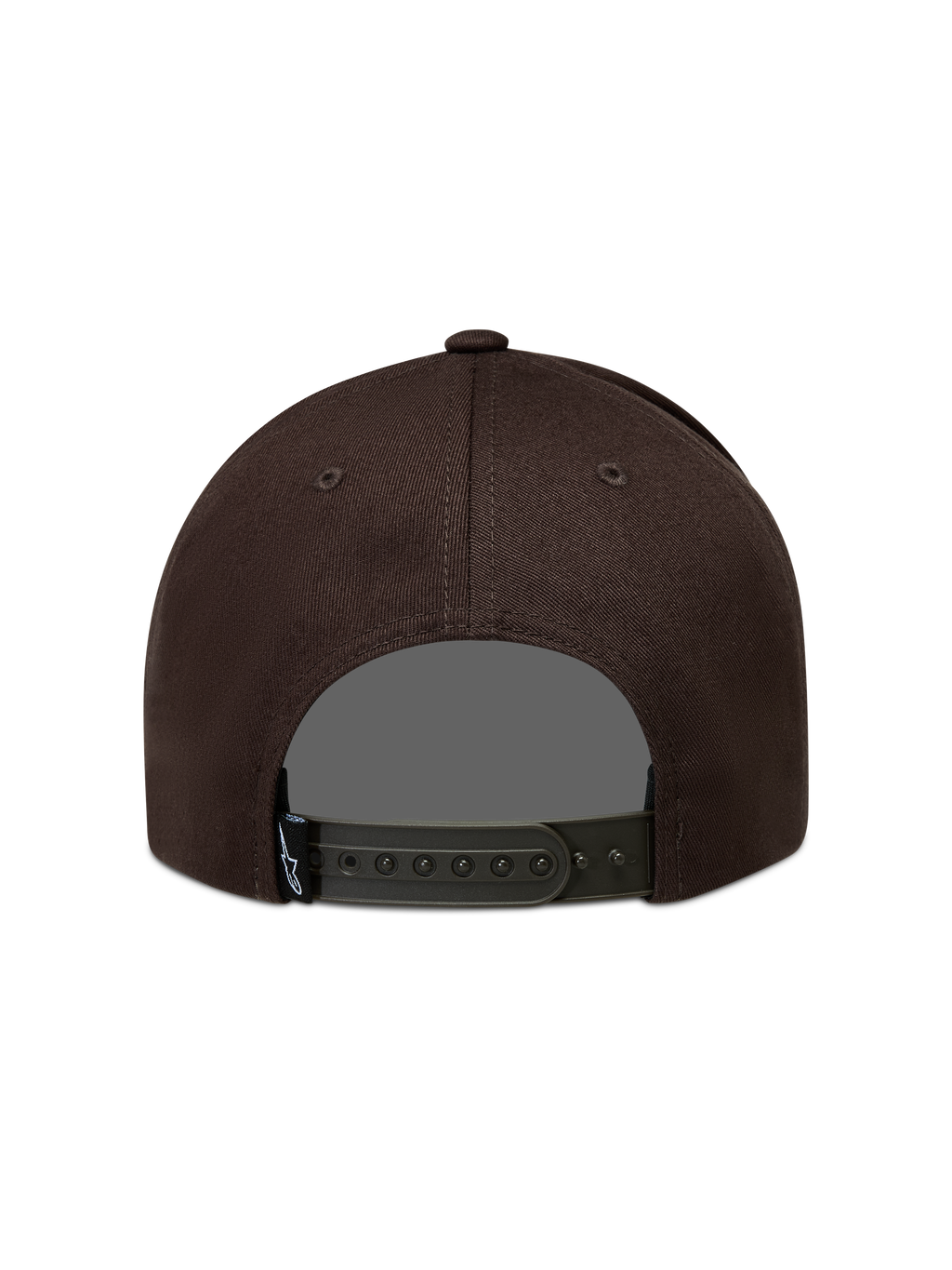 Alpinestars Combo Logo Snapback Hat, Brown Sportswear Hat with adjustable snapback closure and twill construction, rear view.