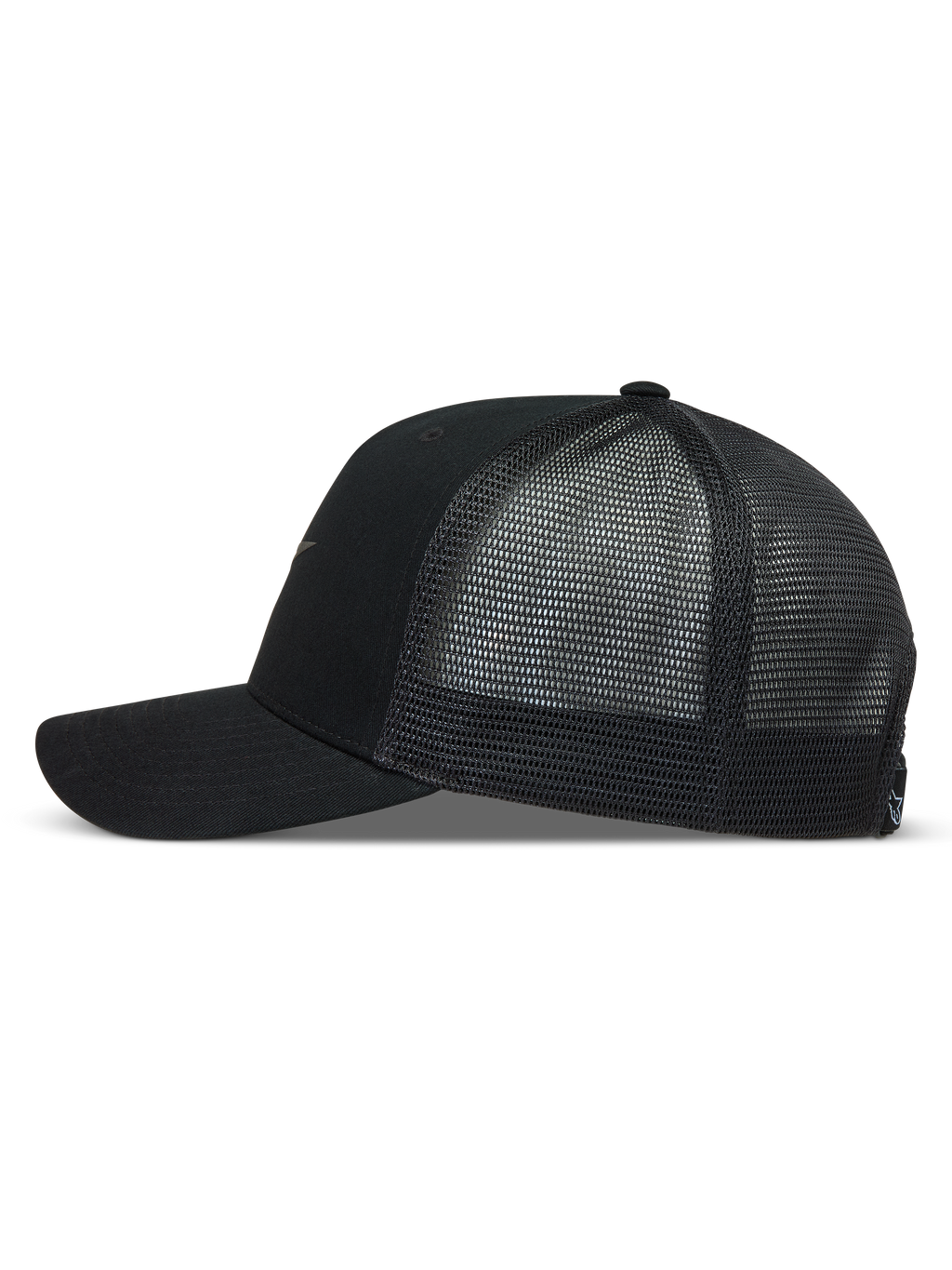 Alpinestars Augment Trucker-Mütze, Sport-Kappe in Schwarz mit Twill-Front, gebogenem Schirm und atmungsaktivem Mesh-Rücken.