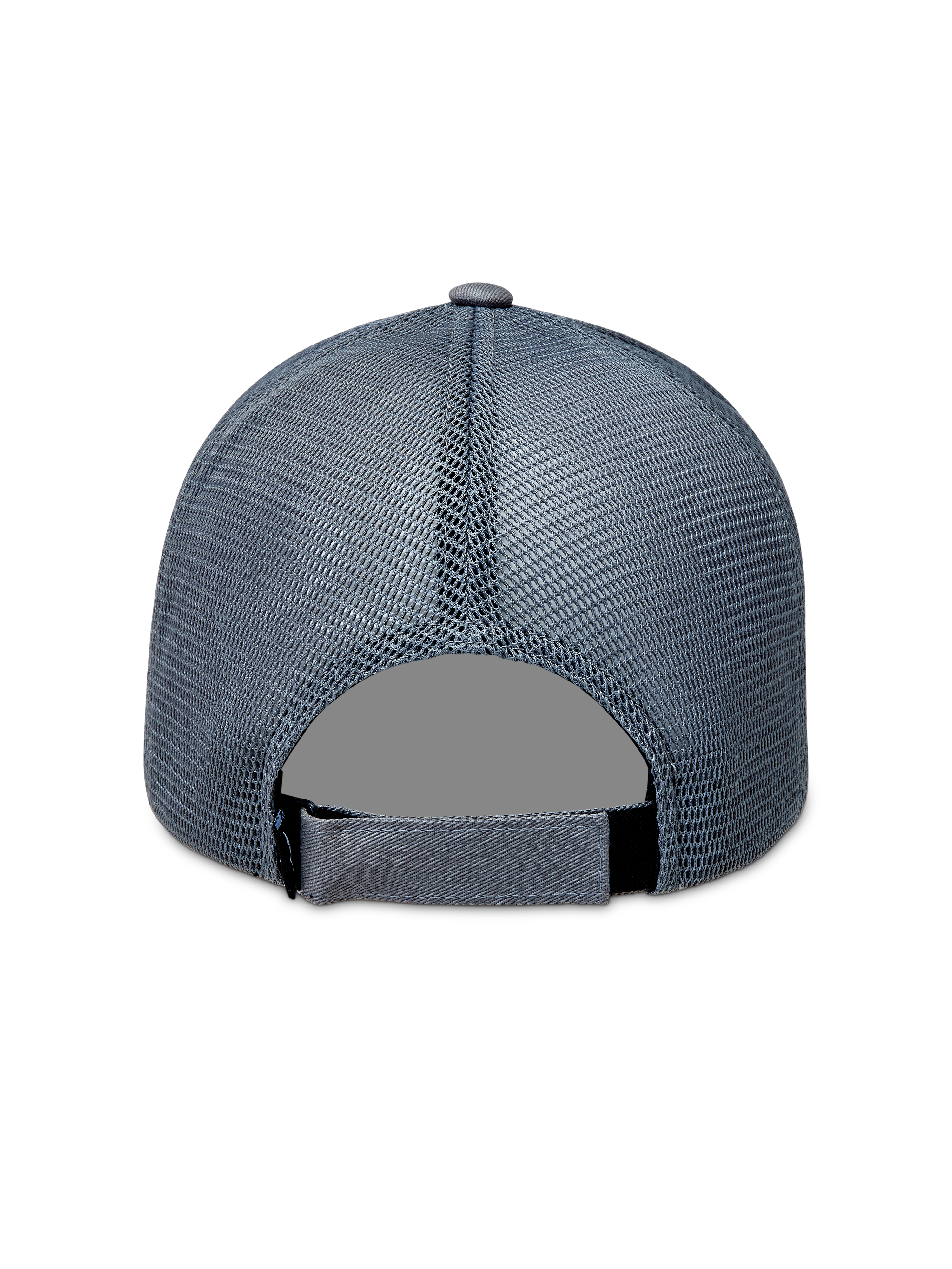 Alpinestars Augment Trucker-Mütze, graue Sportswear-Kappe, Rückansicht mit Poly-Diamant-Mesh und Snapback-Verschluss.