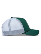 Alpinestars Baron Trucker-Mütze, Sportswear-Kappe in Grün und Weiß, gebogener Schirm, strukturierte Krone und Mesh-Rücken.