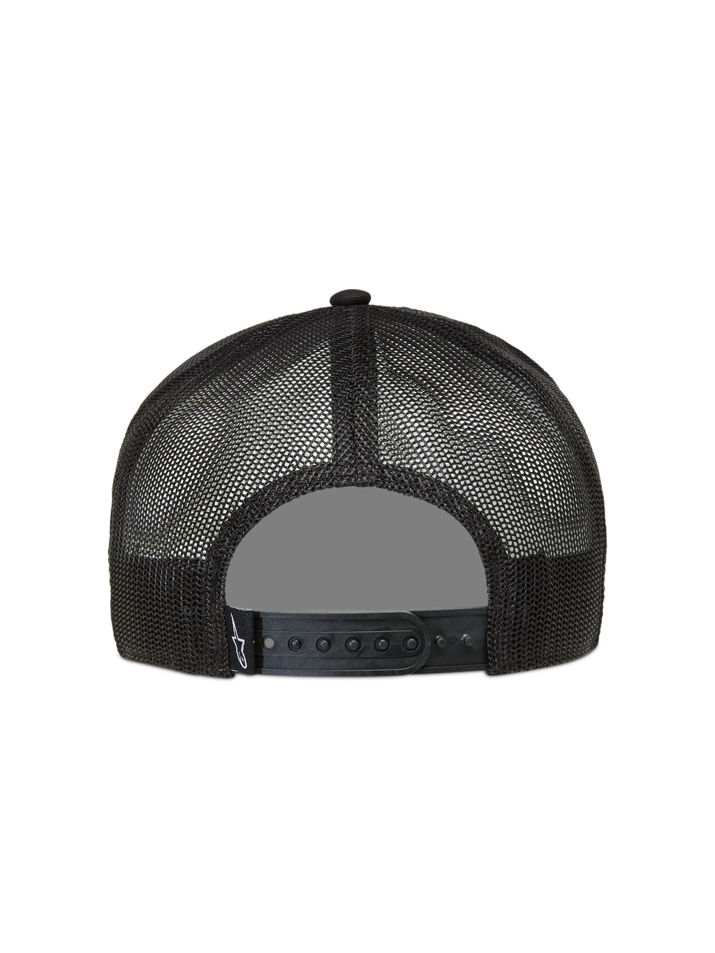 Alpinestars Ten Trucker Hat, black mesh back sportswear cap with adjustable snapback closure and back logo detail.