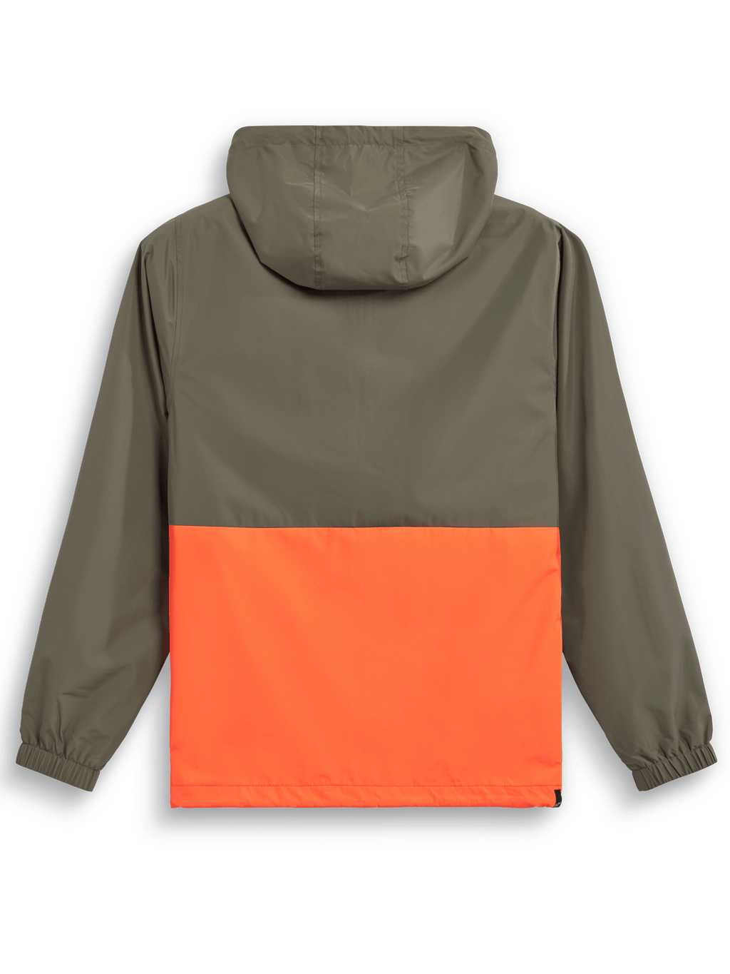 Alpinestars Speeder Windbreaker-Jacke, leichte Kapuzenjacke, Military Orange und Olivgrün, Rückansicht mit Color-Block-Design, Kapuze und elastischen Bündchen