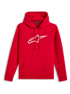 Alpinestars Ageless V3 Hoodie, Rot mit weißem gesticktem Logo, Kapuzenpullover aus Fleece, Kapuze mit Kordelzug, Kängurutasche, lässige Motorsport-inspirierte Streetwear