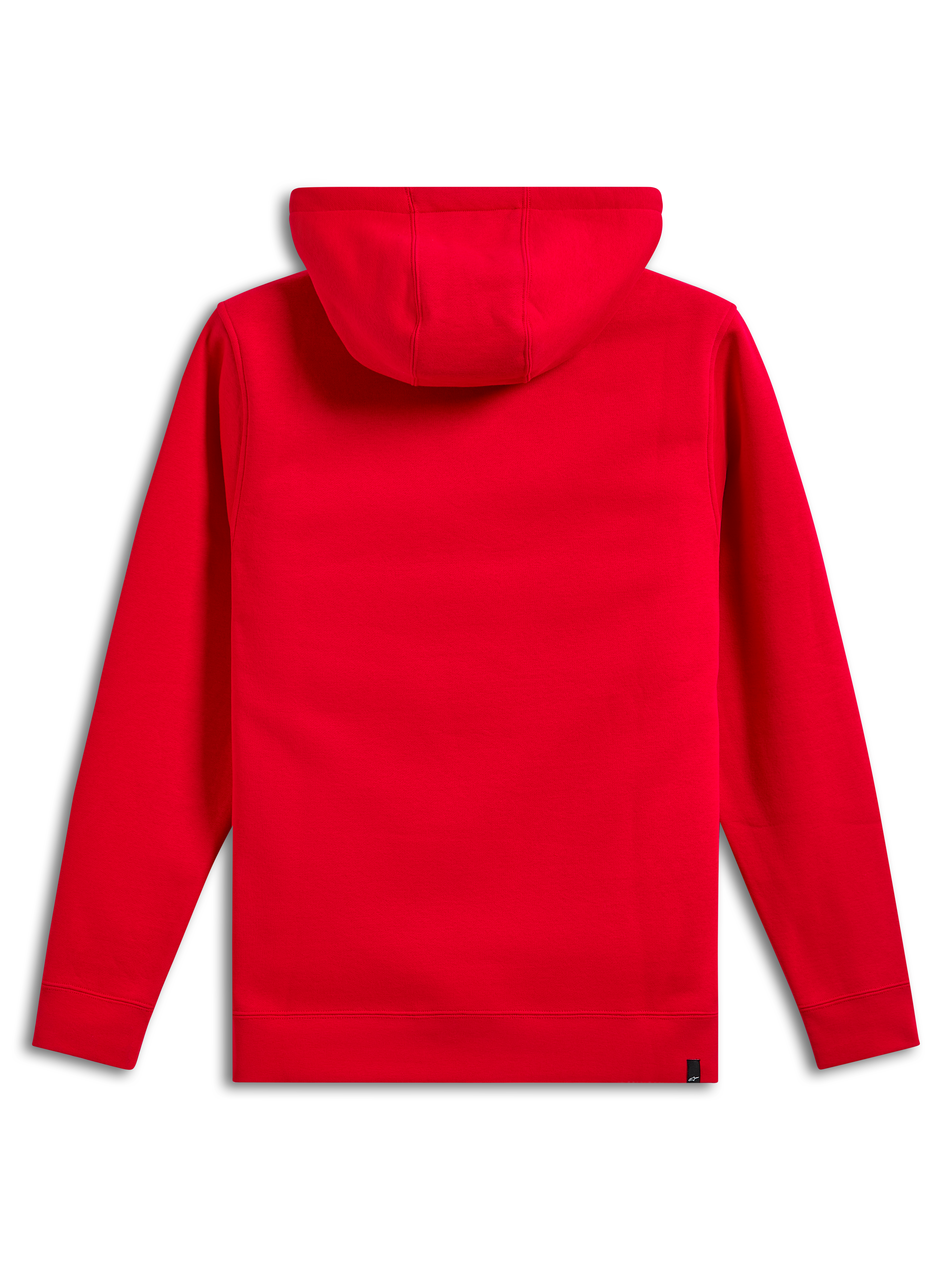 Alpinestars Ride V3 Hoodie, Rückansicht, einfarbig Rot, lässige Sportbekleidung, Fleece-Pullover mit jerseygefütterter Kapuze, Rippbündchen und Saum