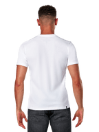 Alpinestars Elliptic CSF Tee, Kurzarm-T-Shirt, Weiß, Rückansicht am Model in dunkelgrauen Jeans, Casual Motorsport Streetwear