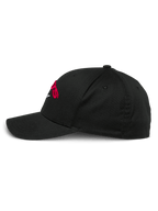 Alpinestars Arcstars Mütze, schwarze Baseballkappe, Seitenprofil, gebogener Schirm und strukturierte Krone, mit rotem 3D-Sticklogo, Casual Sportswear