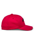 Alpinestars Arcstars Mütze, Rot, Seitenansicht, strukturierte Baseball-Kappe mit gebogenem Schirm, Stretch-Twill-Gewebe, schwarze 3D-Stickerei, Freizeit-Sportbekleidung