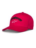 Alpinestars Arcstars Hat, rote Baseball-Cap, gebogener Schirm und strukturierte Krone, schwarze 3D-Astars-Stickerei mit weißem Stern-Logo, lässige Motorsport-Sportbekleidung