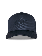 Alpinestars Delane Kappe, strukturierte Baseball-Kappe, Marineblau, gebogener Schirm mit farblich abgestimmtem Alpinestars-Logo und reflektierendem Transfer-Patch, Mesh-Rückseite zur Belüftung, funktionelles Sport-Accessoire