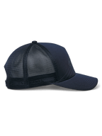 Alpinestars Delane Mütze, Sportswear-Mütze, Marineblau, Seitenansicht mit Diamond-Mesh auf der Rückseite und Jersey-Vorderseite, gebogener Schirm, strukturierte Krone