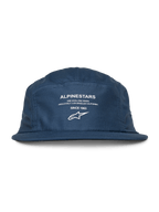 Alpinestars Peasy Kappe, 5-Panel-Jockey-Mütze, Blau, flacher Schirm mit unstrukturierter Krone, weiße Frontgrafik mit Logo und „Since 1963“-Schriftzug, lässige, vom Motorsport inspirierte Kopfbedeckung
