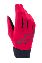 Alpinestars A-Dura Rain Gloves, wasserdichte MTB-Handschuhe, Rot Fluo und Schwarz, mit schwarzem Stern-Logo auf dem Handrücken, gerippter schwarzer Neoprenmanschette, schlankes Low-Profile-Design für Fahrten bei jedem Wetter