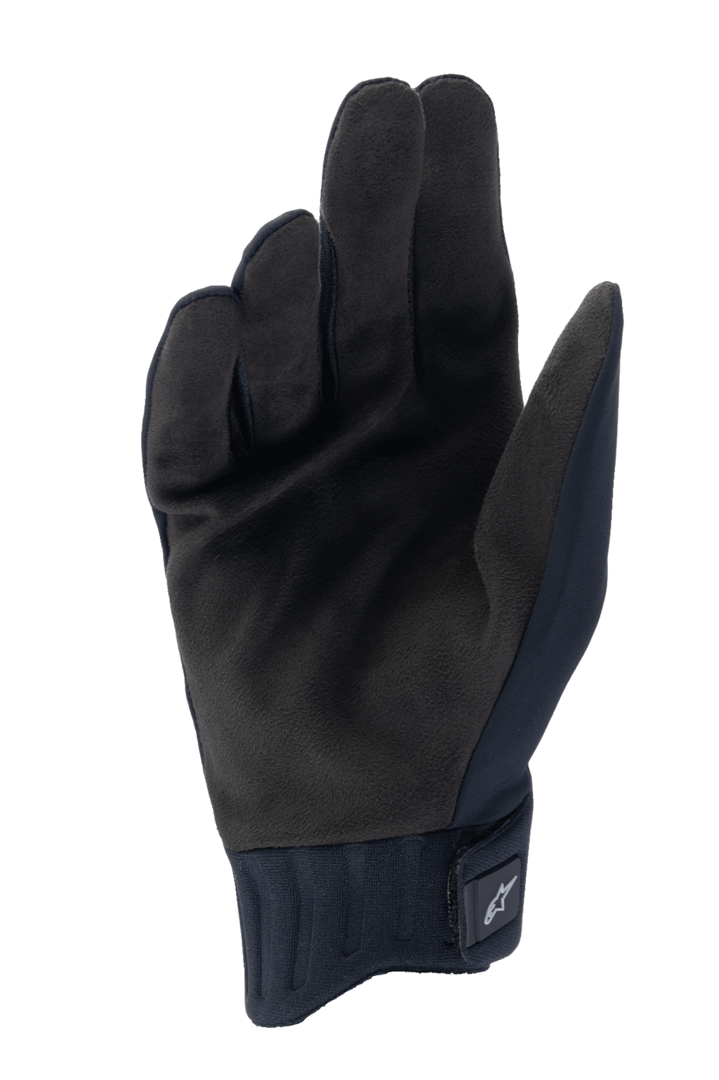 Alpinestars Stella A-Dura Rain Handschuhe, Damen MTB-Regenhandschuhe, Schwarz, Handflächenansicht mit Grifffläche aus synthetischem Wildleder, gerippte Neoprenmanschette mit verstellbarem Klettverschluss, wasserdichte Mountainbike-Ausrüstung