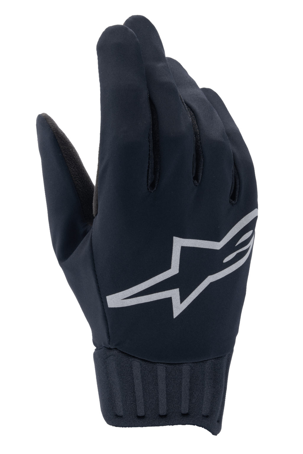 Alpinestars Stella A-Dura Rain Handschuhe, wasserdichte Damen-MTB-Handschuhe, Schwarz mit silbernem, reflektierendem Logo, geripptes Neopren-Bündchen, windblockierendes Material, Performance-Radsportausrüstung