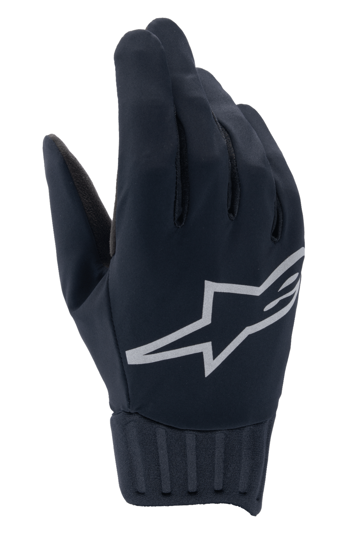 Alpinestars Stella A-Dura Rain Handschuhe, wasserdichte Damen-MTB-Handschuhe, Schwarz mit silbernem, reflektierendem Logo, geripptes Neopren-Bündchen, windblockierendes Material, Performance-Radsportausrüstung