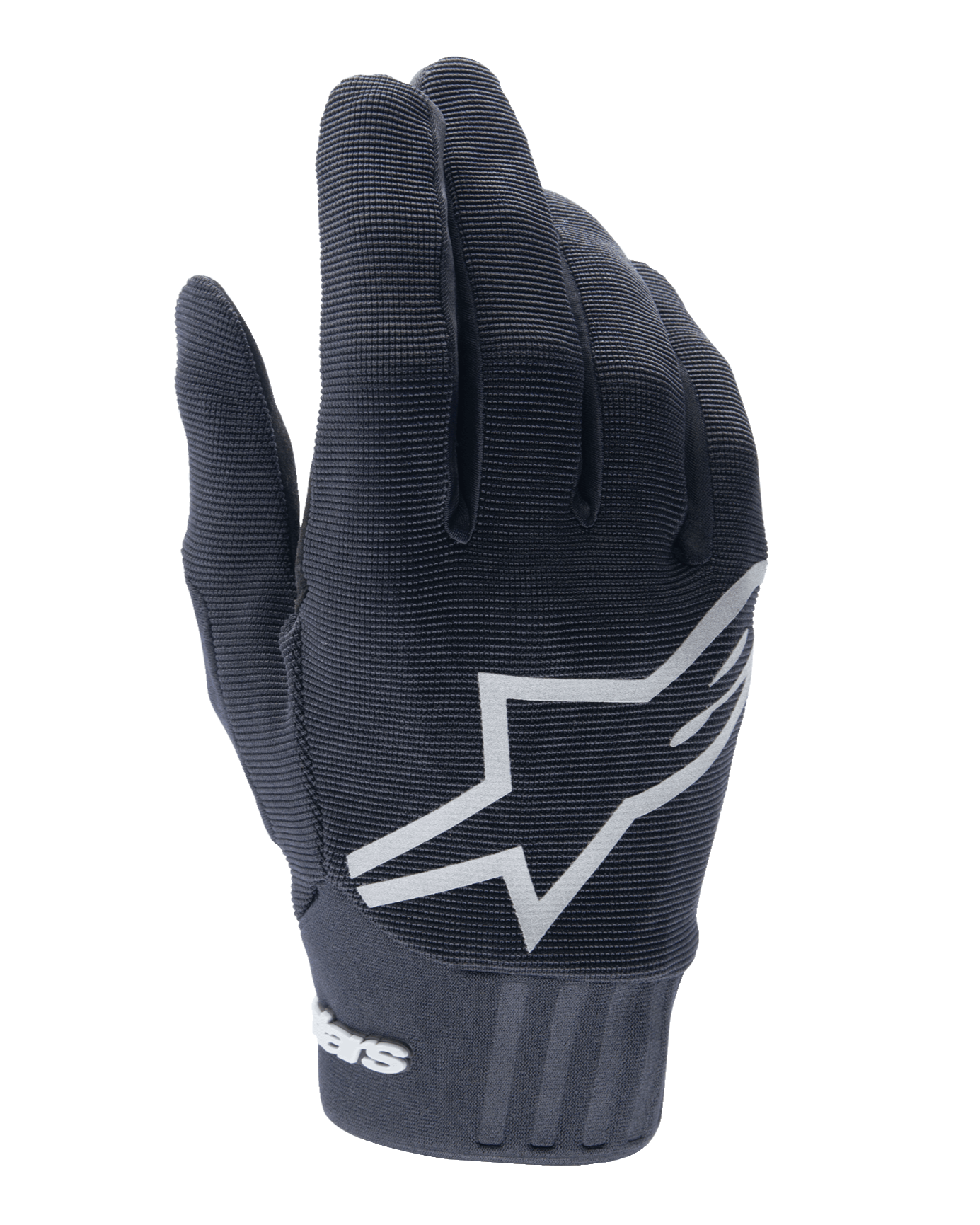Alpinestars Youth A-Dura Gloves, Mountain Bike Gloves, Black, Large white star logo on back of hand, textured fabric with ribbed cuff detail, flexible design for off-road cycling