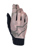 Alpinestars A-Dura Squad Gloves, Mountain Bike Gloves, Brown and Gray Camouflage Pattern, featuring a large star logo outline on the back, textured mesh upper, and black ribbed cuff