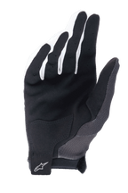 Alpinestars A-Aria Handschuhe, Schwarz, Innenhandansicht mit synthetischem Wildleder für Grip, verstärktem Handflächenbesatz und Klettverschluss am Handgelenk mit Alpinestars-Logo, leichte Mountainbike-Handschuhe