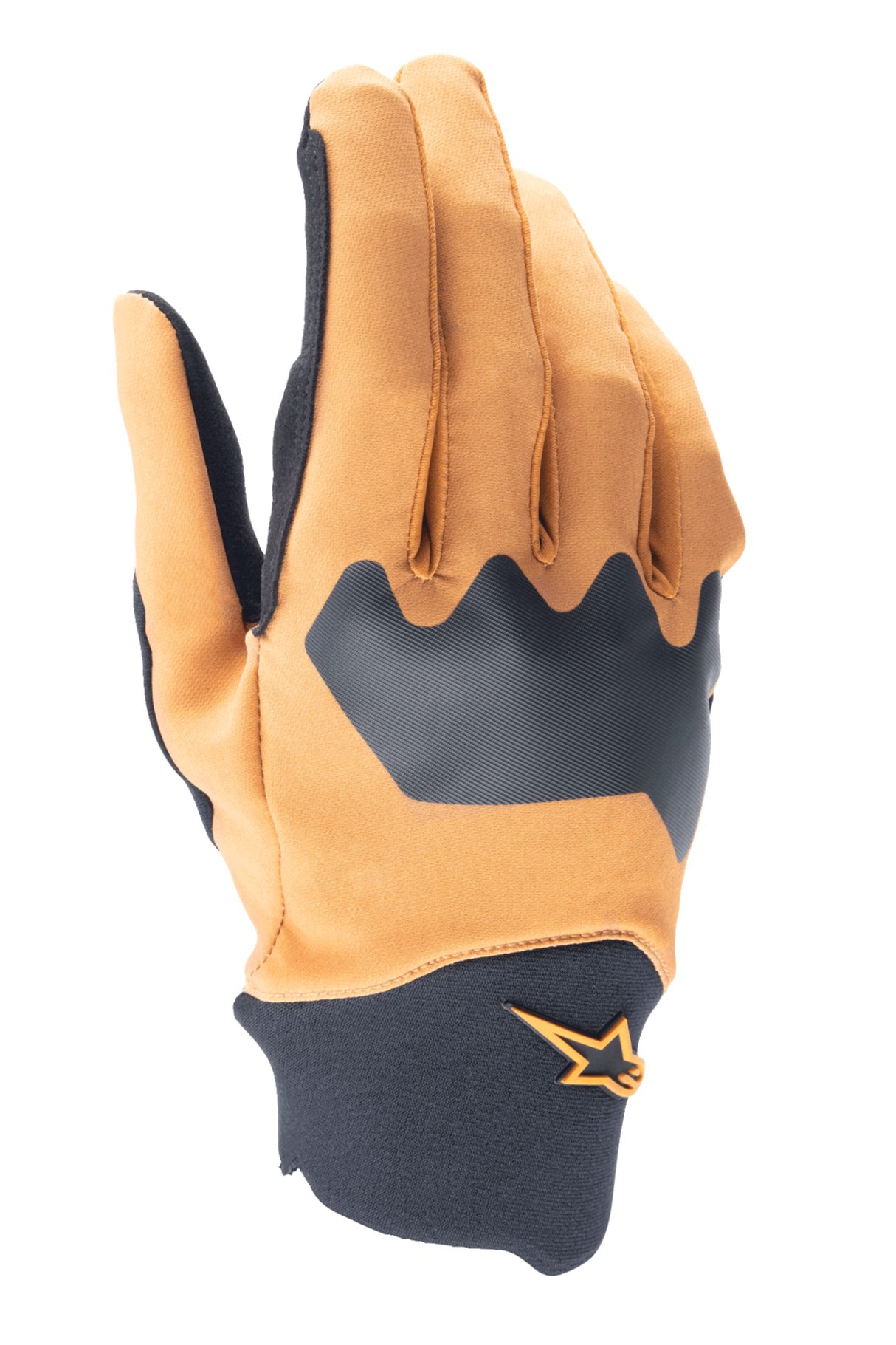 Alpinestars A-Supra Handschuhe, Mountainbike-Handschuhe, Dunkelgold und Schwarz, flexible Spandex-Oberhand mit Neoprenbündchen, mit orangefarbenem Stern-Logo, strapazierfähige Offroad-Radsportausrüstung