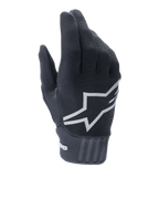 Alpinestars A-Dura Gel Handschuhe, MTB-Handschuhe, Schwarz, großes weißes Stern-Logo auf dem Handrücken, strukturiertes Obermaterial aus Polyester und Spandex, gerippter Neoprenbund
