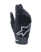 Alpinestars Women's Stella A-Dura Gloves, Black MTB Gloves, prominent white star logo on the back, ribbed textile texture, snug fit with neoprene cuff for mountain biking