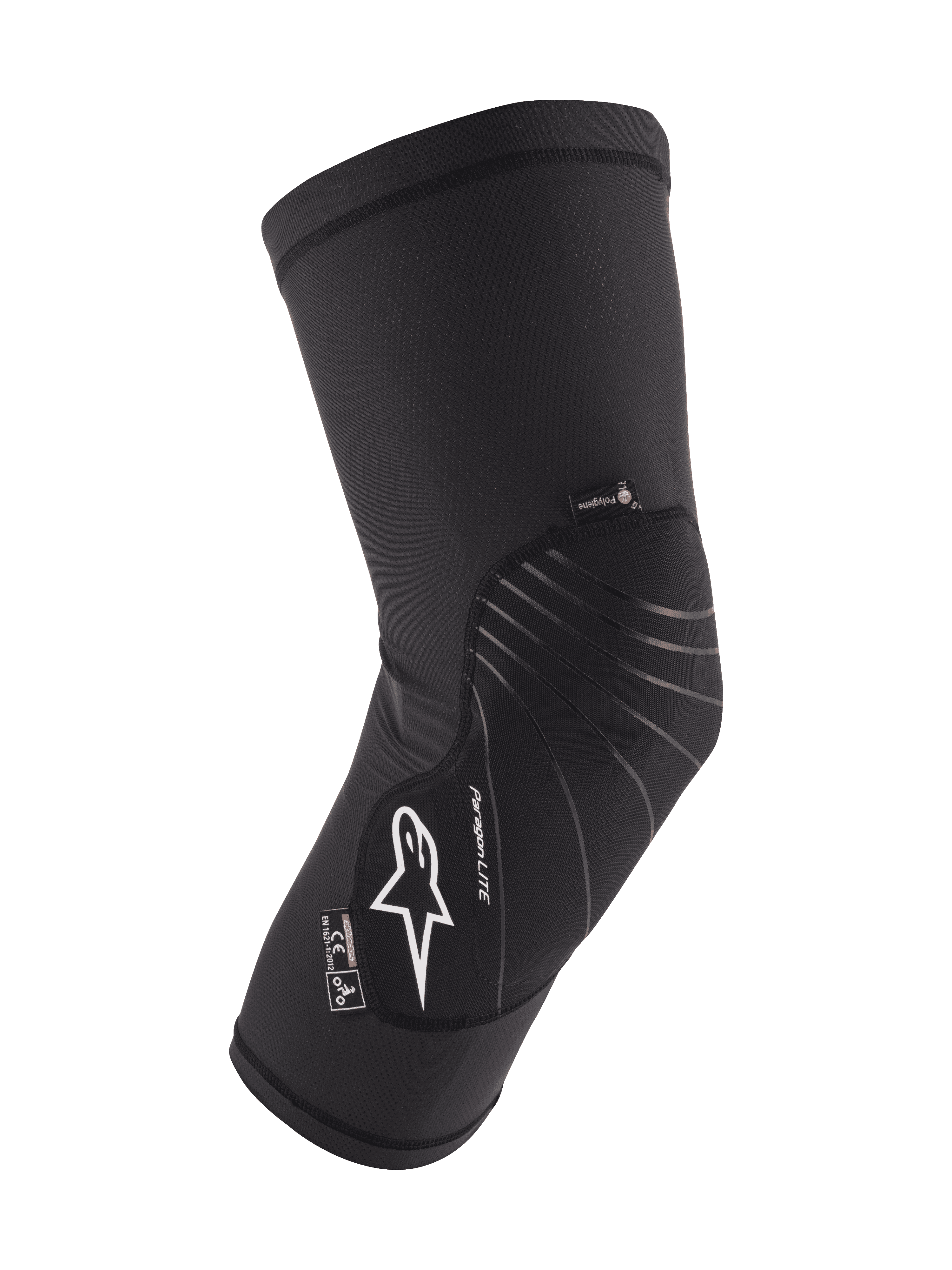 Alpinestars Youth Paragon Lite Knieschützer, Schwarz, MTB Mountainbike-Schutz, atmungsaktive Mesh-Hülle mit strukturiertem Vorderpanel, weißes Astar-Logo, leichtes und flexibles Slip-on-Design