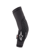 Alpinestars Youth Paragon Lite Ellbogenschützer, Schwarz, leichter MTB-Mountainbike-Schutz, atmungsaktive Mesh-Hülle mit weißem Stern-Logo und Paragon LITE-Branding, ergonomisch geformtes Design mit strapazierfähiger Frontplatte