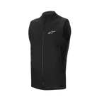Alpinestars A-Dura Thermal Vest, Black Cycling Vest, featuring a full front zipper and small reflective Alpinestars logo on the chest, zippered side pockets, lightweight insulated design for cold-weather mountain biking