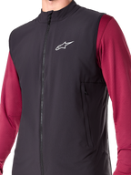 Alpinestars A-Dura Thermal Vest, Black, Men's Insulated Cycling Vest, lightweight mountain bike gilet featuring PrimaLoft ACTIVE insulation, full-length front zipper and dual zippered hand pockets, sleek performance design for cold-weather riding