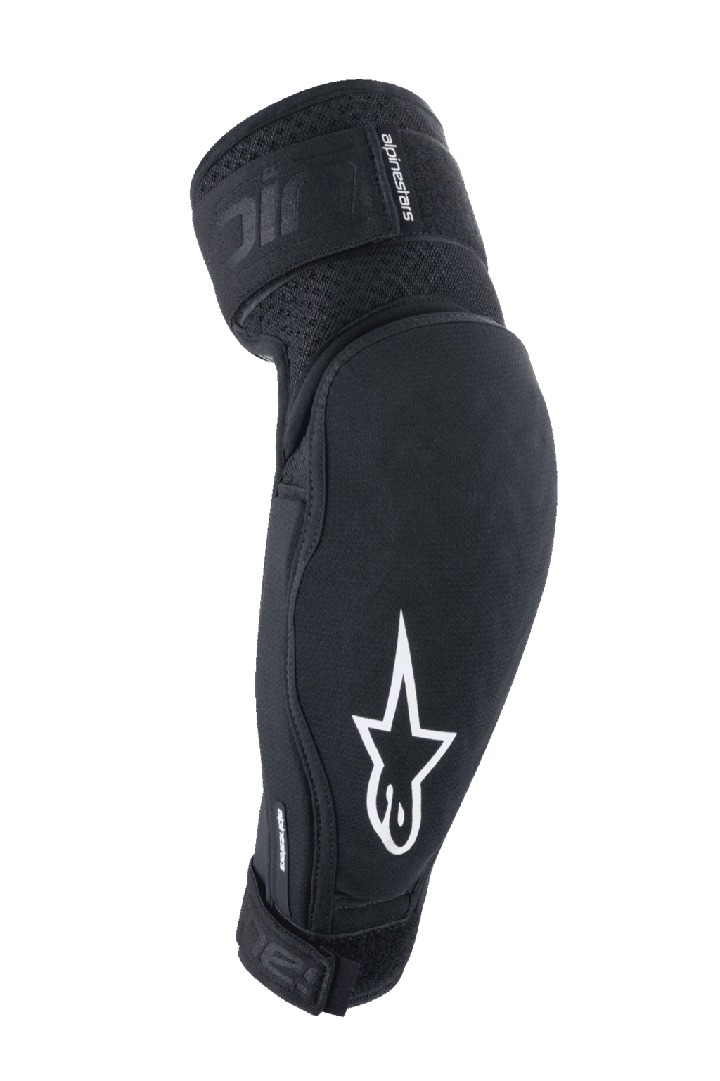 Alpinestars A-Impact Plasma Elite Ellenbogenschützer, Schwarz und Weiß, MTB-Schutzausrüstung mit weißem Stern-Logo, atmungsaktives strukturiertes Gewebe, verstellbare Gurte mit Klettverschluss, vorgeformtes ergonomisches Design