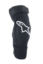 Alpinestars A-Impact Plasma Elite Knieschützer, MTB-Knieschützer, Schwarz mit weißem Astar-Logo, ergonomisches vorgeformtes Design mit Mesh-Belüftung, verstellbarer Doppelriemenverschluss