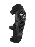 Alpinestars Bionic Plus Knie-/Schienbeinschützer, Schwarz, Offroad- und MTB-Schutz, perforierte Wabenstruktur-Schale mit weißem Alpinestars-Logo, zwei verstellbare Riemen, 3D-Mesh-Belüftung, ergonomisch geschwungenes Design