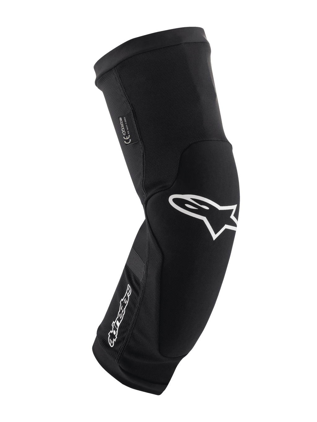 Alpinestars Paragon Plus Knieschützer, Schwarz und Weiß, MTB-Mountainbike-Schutz, atmungsaktive Slip-on-Mesh-Manschette, ergonomisch geformtes Design mit weißem Stern-Logo, gepolsterte Konstruktion für Offroad-Fahrten