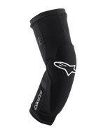 Alpinestars Paragon Plus Knieschützer, Schwarz und Weiß, MTB-Mountainbike-Schutz, atmungsaktive Slip-on-Mesh-Manschette, ergonomisch geformtes Design mit weißem Stern-Logo, gepolsterte Konstruktion für Offroad-Fahrten