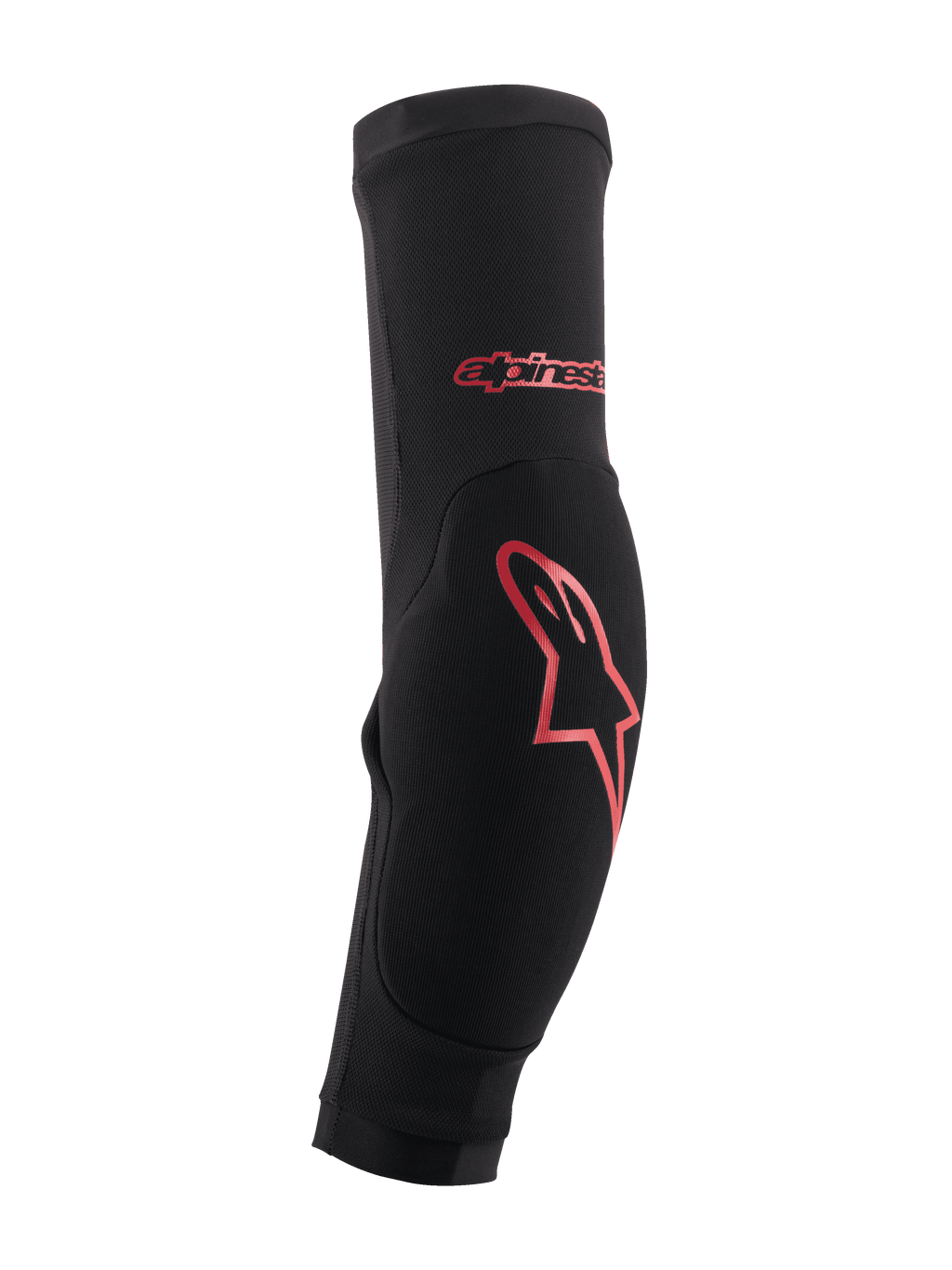 Alpinestars Paragon Plus Elbow Protectors, Black with Red Logo, MTB Mountain Bike Protection, form-fitting slip-on sleeve with reinforced impact padding and breathable mesh chassis
