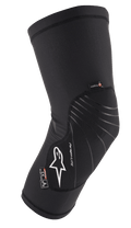 Alpinestars Paragon Lite Knieschützer, Schwarz, leichte Schutzausrüstung mit strukturierter Mesh-Konstruktion, weißes Logo, graue Designlinien, Slip-On-Design, mit CE Level 1- und Polygiene-Etiketten, entwickelt für MTB und Offroad-Radsport