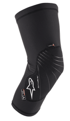 Alpinestars Paragon Lite Knieschützer, Schwarz, leichte Schutzausrüstung mit strukturierter Mesh-Konstruktion, weißes Logo, graue Designlinien, Slip-On-Design, mit CE Level 1- und Polygiene-Etiketten, entwickelt für MTB und Offroad-Radsport