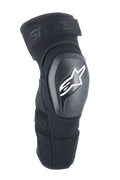 Alpinestars A-Impact Plasma Elite Shield Knieschützer, Schwarz mit weißem Stern-Logo, harte TPU-Außenschale, Mesh-Gewebe mit verstellbarem oberen Gurt, vorgeformtes ergonomisches Design, MTB- und Offroad-Schutz