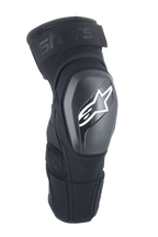 Alpinestars A-Impact Plasma Elite Shield Knieschützer, Schwarz mit weißem Stern-Logo, harte TPU-Außenschale, Mesh-Gewebe mit verstellbarem oberen Gurt, vorgeformtes ergonomisches Design, MTB- und Offroad-Schutz