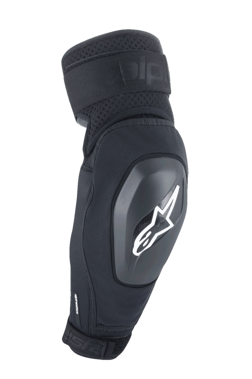 Alpinestars A-Impact Plasma Elite Shield Ellenbogenschützer, Schwarz mit weißem Stern-Logo, TPU-Hartschalenschutz mit zwei verstellbaren Riemen, Mesh-Belüftung, ergonomisches, vorgeformtes Design, MTB-Mountainbike-Schutzausrüstung