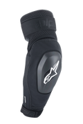 Alpinestars A-Impact Plasma Elite Shield Ellenbogenschützer, Schwarz mit weißem Stern-Logo, TPU-Hartschalenschutz mit zwei verstellbaren Riemen, Mesh-Belüftung, ergonomisches, vorgeformtes Design, MTB-Mountainbike-Schutzausrüstung