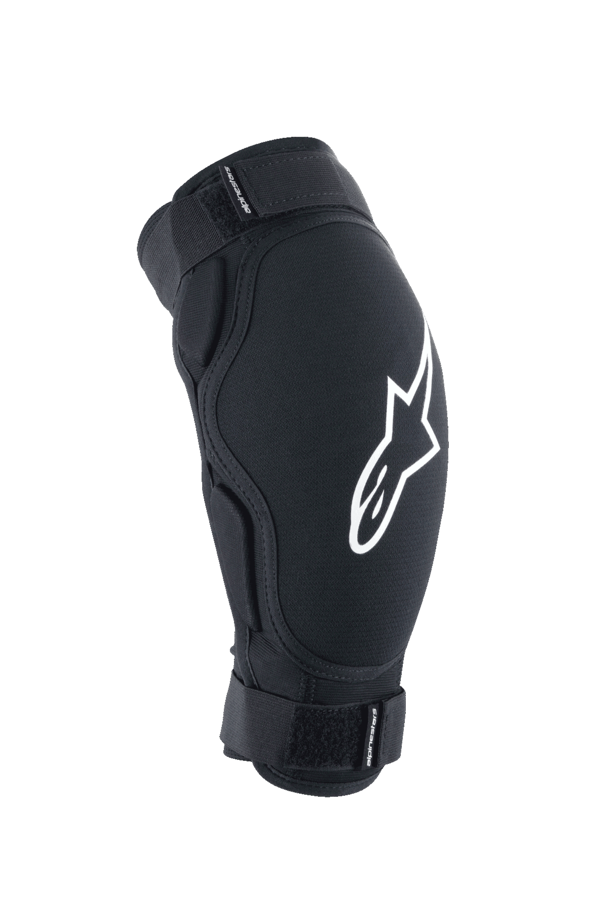 Alpinestars A-Impact Plasma Pro Ellbogenschützer, MTB-Schutzausrüstung, Schwarz mit weißem Logo, zwei verstellbare Klettverschluss-Riemen, ergonomisches vorgeformtes Design