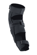 Alpinestars A-Impact Plasma Pro Knie-Schienbein-Protektor, Schwarz, Rückansicht mit Dreifach-Riemen-Verschlusssystem, atmungsaktiven Mesh-Einsätzen und ergonomisch vorgeformtem Design für Schutz beim Offroad-Radfahren