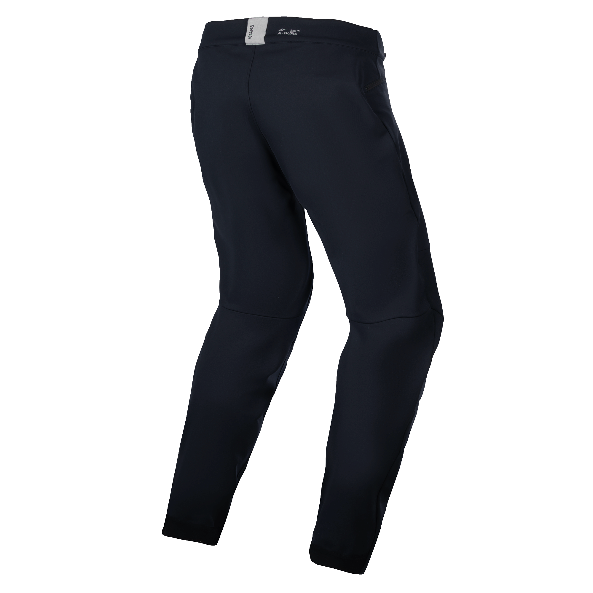 Alpinestars A-Dura Thermal Pant, Mountain Bike Pants, Black, rear view featuring a pre-curved anatomical design, small ASTARS logo on the back waistband, minimalist style for trail and enduro riding