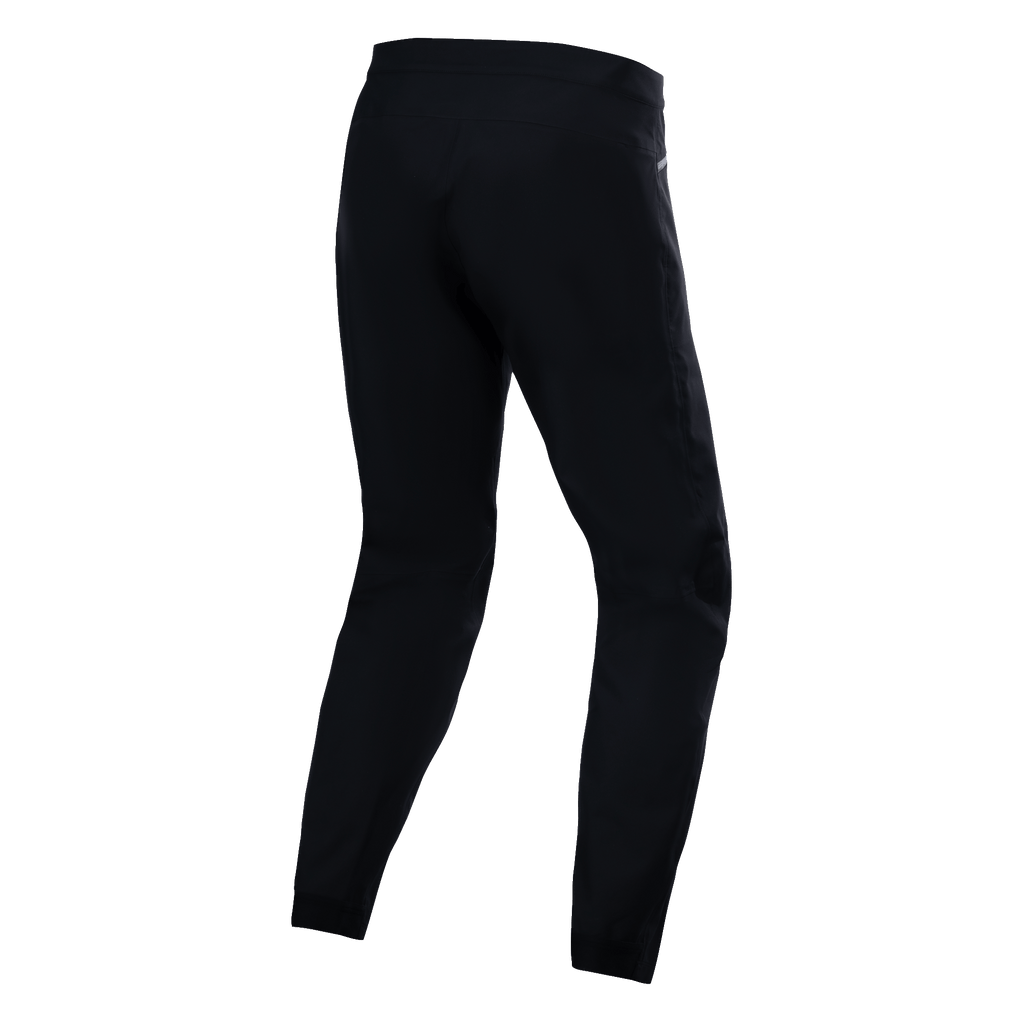 Alpinestars A-Dura Waterproof Pants, Black, rear view showing technical textile construction, mountain bike pants with 20k waterproof rating, durable stretch fabric for off-road riding in wet conditions