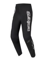 A-Supra Elite Hose, schwarze MTB-Rennhose mit grauer Astars-Wortmarke und strapazierfähigem Stretchgewebe.