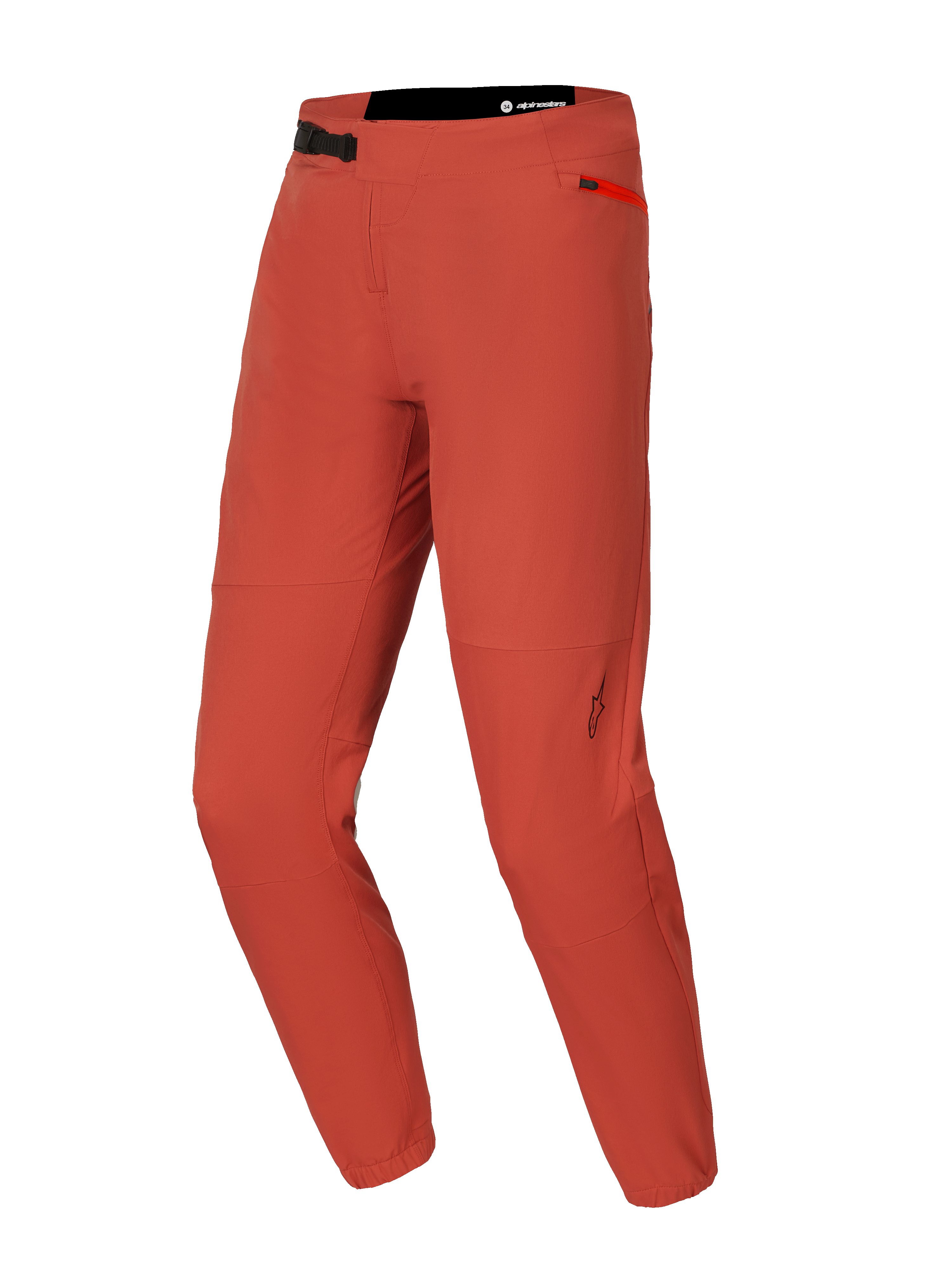 Alpinestars A-Dura Elite Hose, MTB-Mountainbike-Hose, Dunkelorange, aus 4-Wege-Stretch-Cordura-Gewebe, Ratschenverschluss vorne, seitliche Reißverschlusstasche und elastische Knöchelbündchen