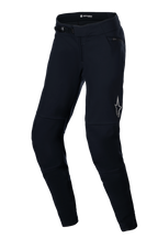 Alpinestars Stella A-Dura Thermohose, MTB-Damenhose, Schwarz, mit Ratschenverschluss an der Taille, Reißverschlusstasche an der Hüfte und reflektierendem Alpinestars-Logo auf dem Oberschenkel, anatomisch vorgeformtes Design für Fahrkomfort